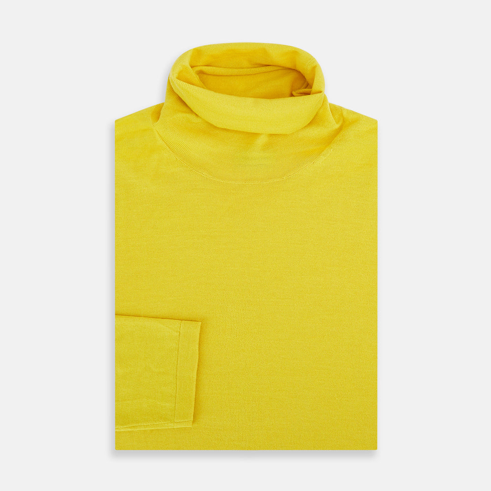 Canary Yellow Fine Merino High Neck Jumper