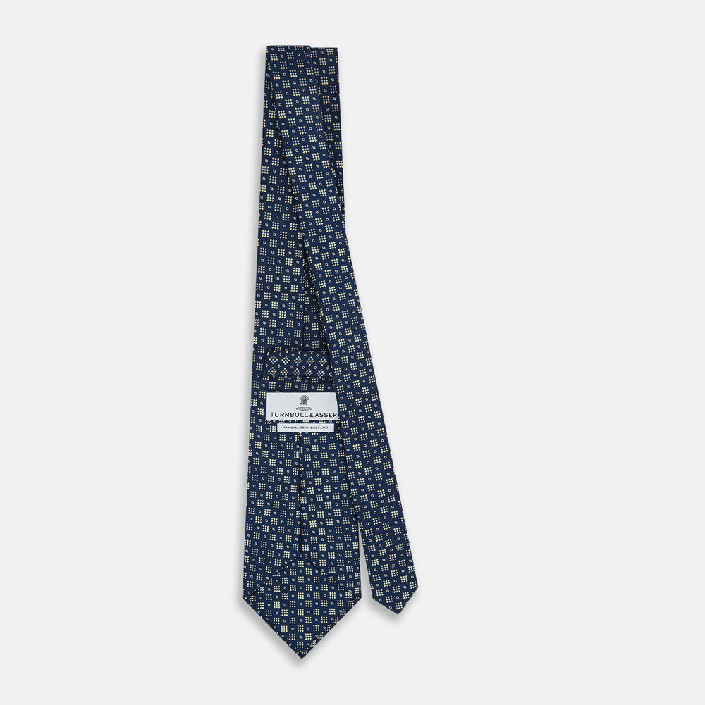 Navy Geometric Diamond Silk Tie