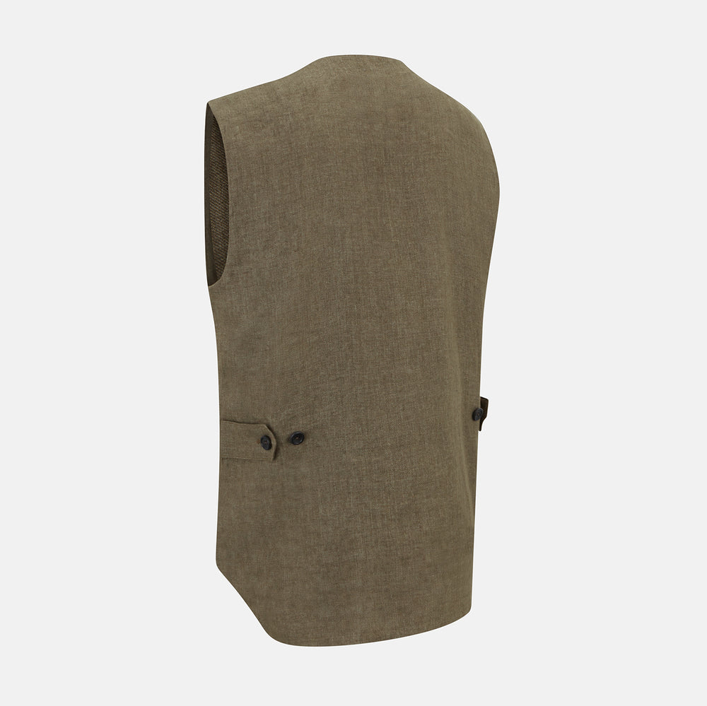 Olive Linen Twill Waistcoat