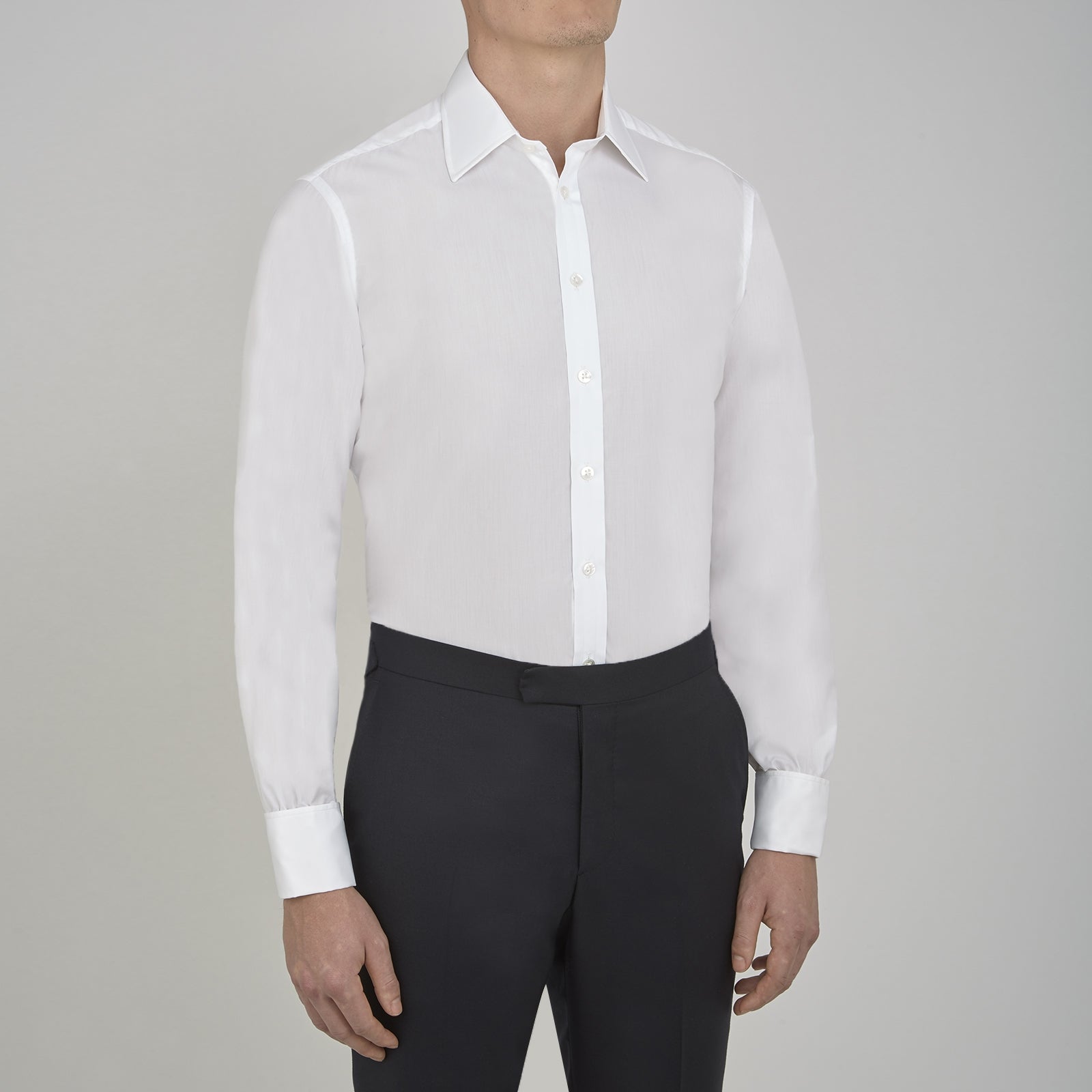 View 2 of product Two-Fold 200 White Cotton Shirt with T&A Collar and Double Cuffs