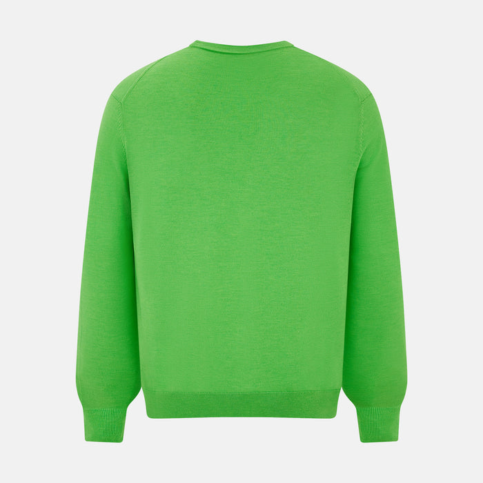 Lime Green Fine Merino V-Neck Cardigan Image 2