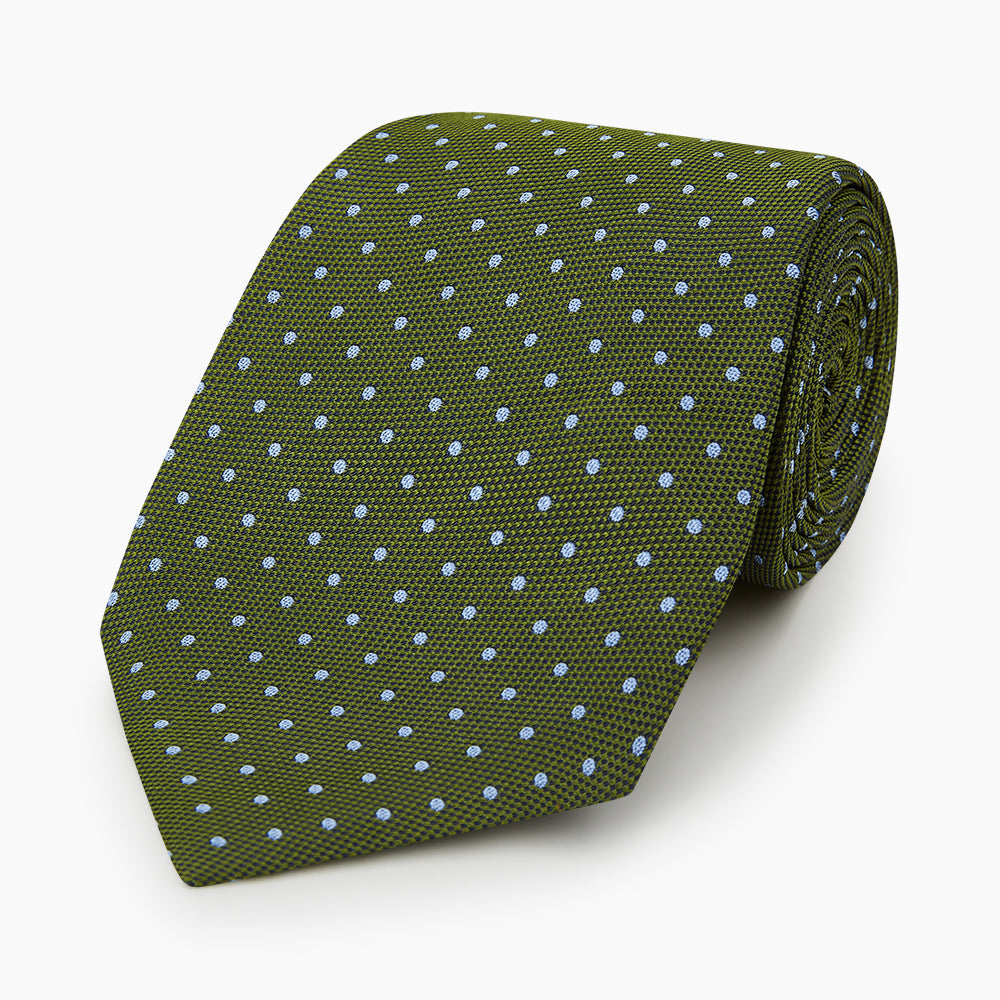 Green and Blue Micro Dot Silk Tie