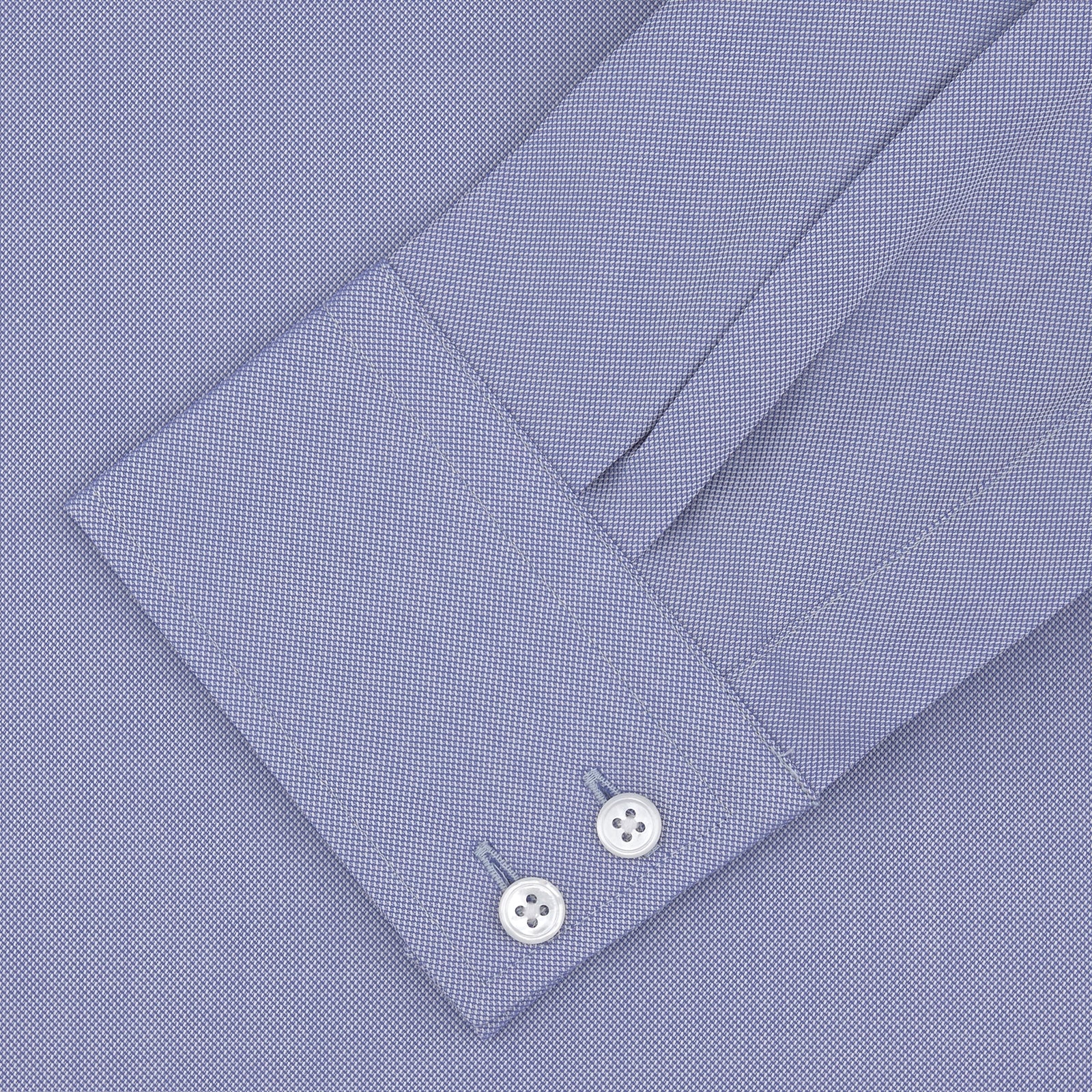 View 4 of product Tailored Fit Blue Royal Oxford Cotton Shirt with Kent Collar and 2-Button Cuffs