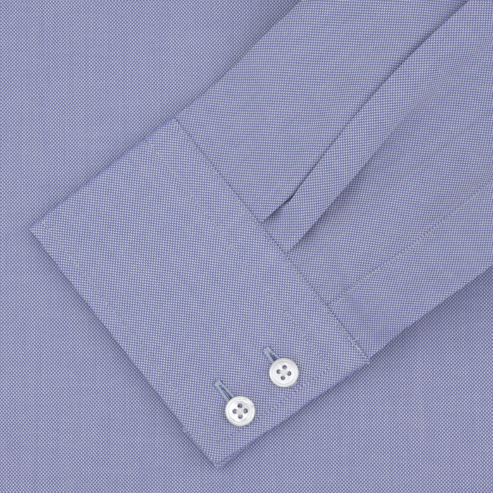 Tailored Fit Blue Royal Oxford Cotton Shirt with Kent Collar and 2-Button Cuffs Image 3