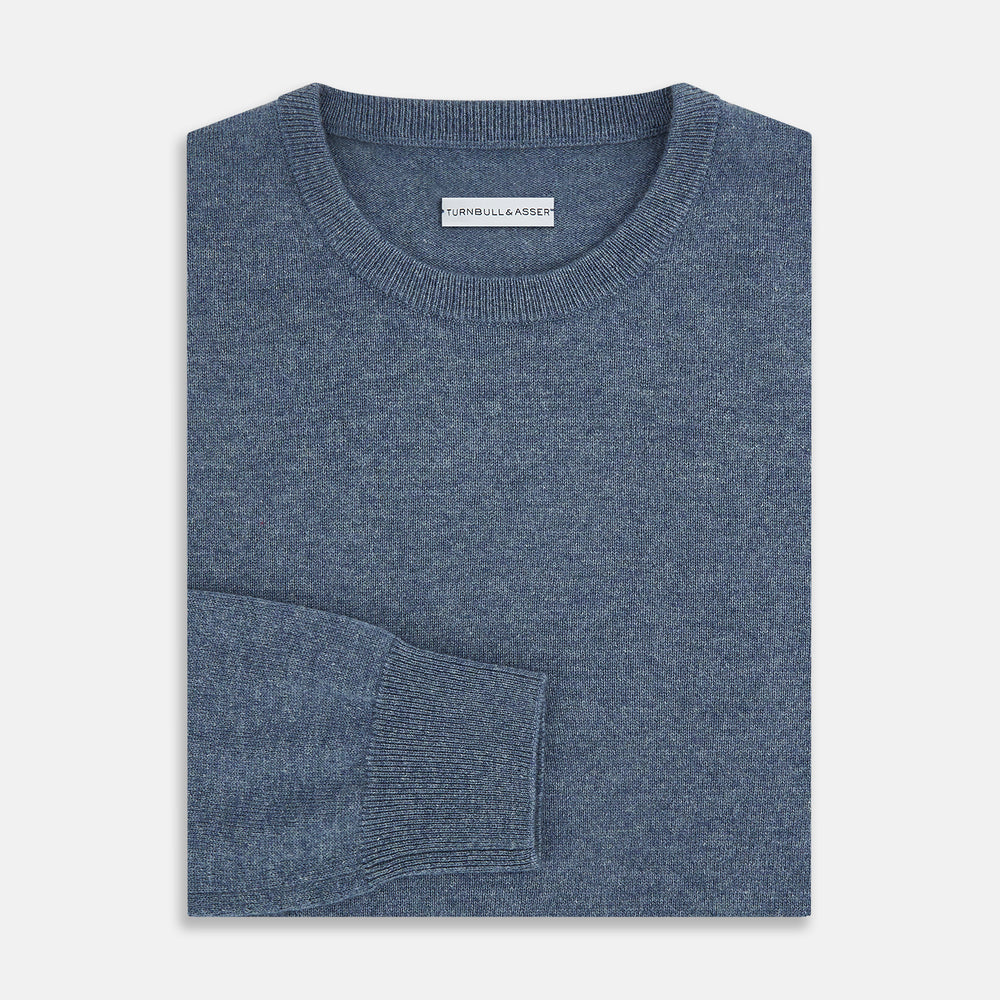 Pacific Blue Cashmere Round Neck Jumper