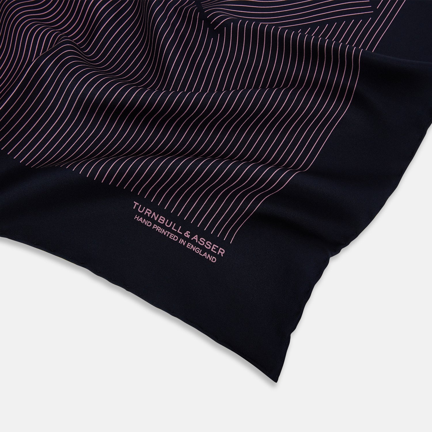 Navy and Pink Stripe Silk Pocket Square