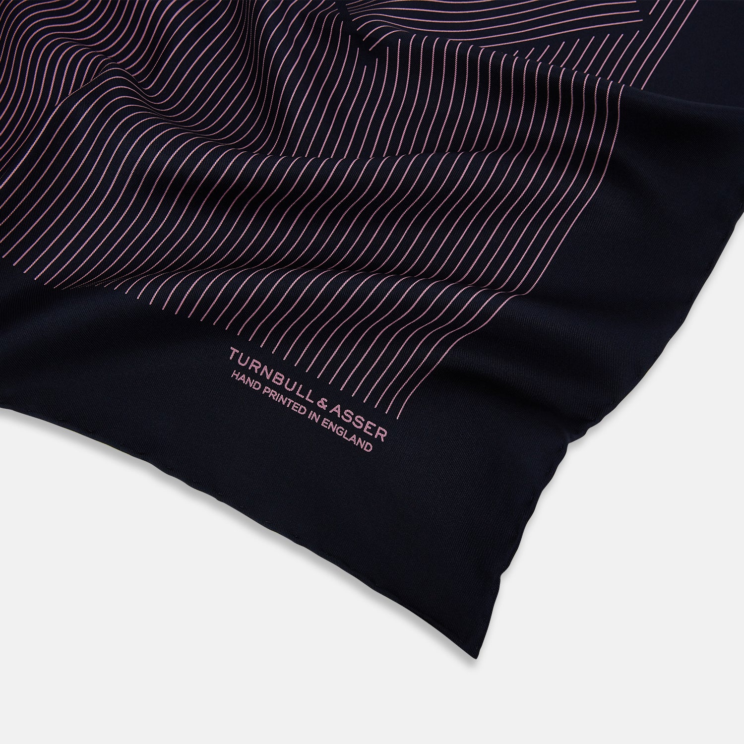 View 2 of product Navy and Pink Stripe Silk Pocket Square