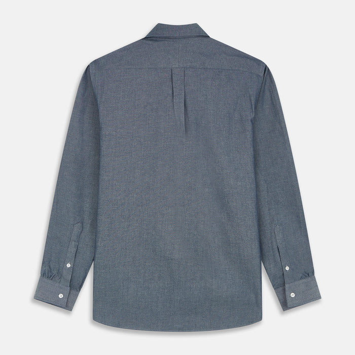 Blue Weekend Fit Oxford Finch Shirt With Derby Collar And Chest Pocket Image 2