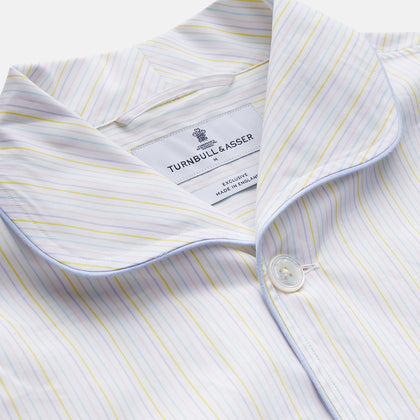Yellow Multi Stripe Cotton Quin Pyjama Set Image 3