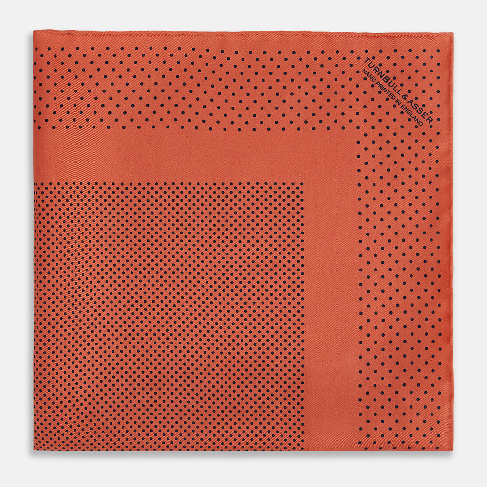 Orange Dot Silk Pocket Square