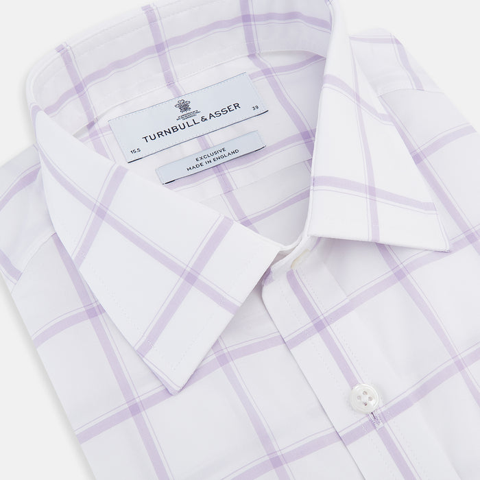 Lilac Grid Check Mayfair Shirt Image 1