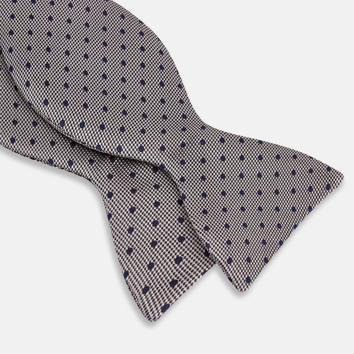View 2 of product Navy and Silver Micro Dot Silk Bow Tie