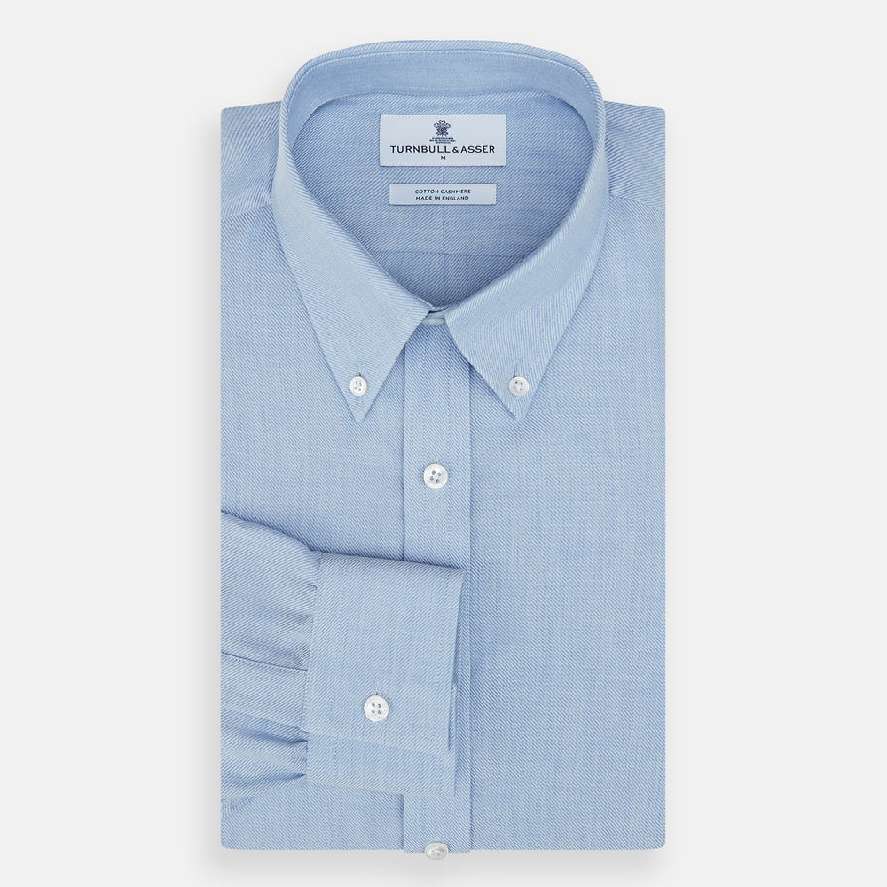 Pale Blue Cotton Cashmere Dorset Collar Richmond Shirt