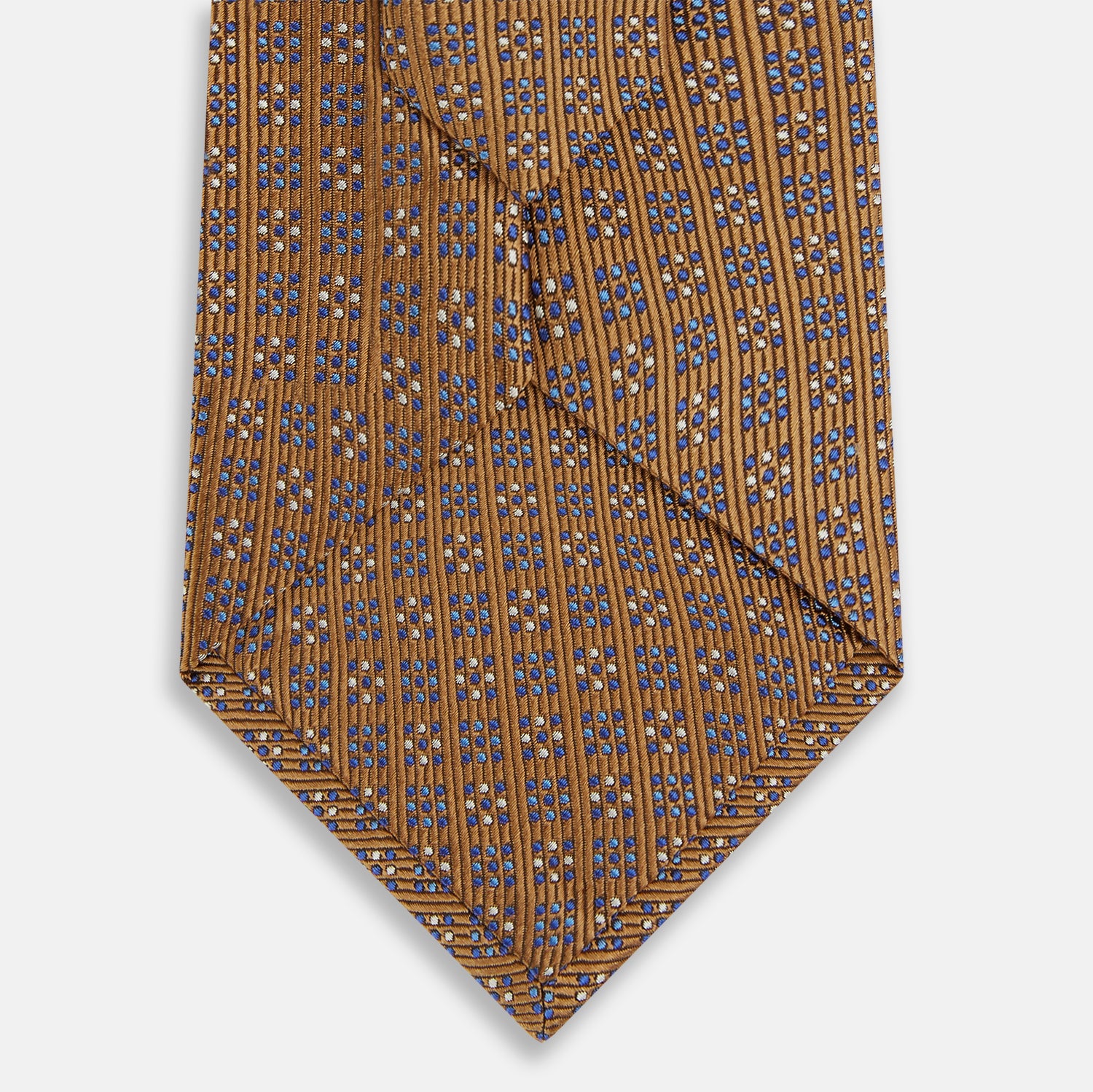 View 3 of product Tan and Blue Multi Dot Silk Tie