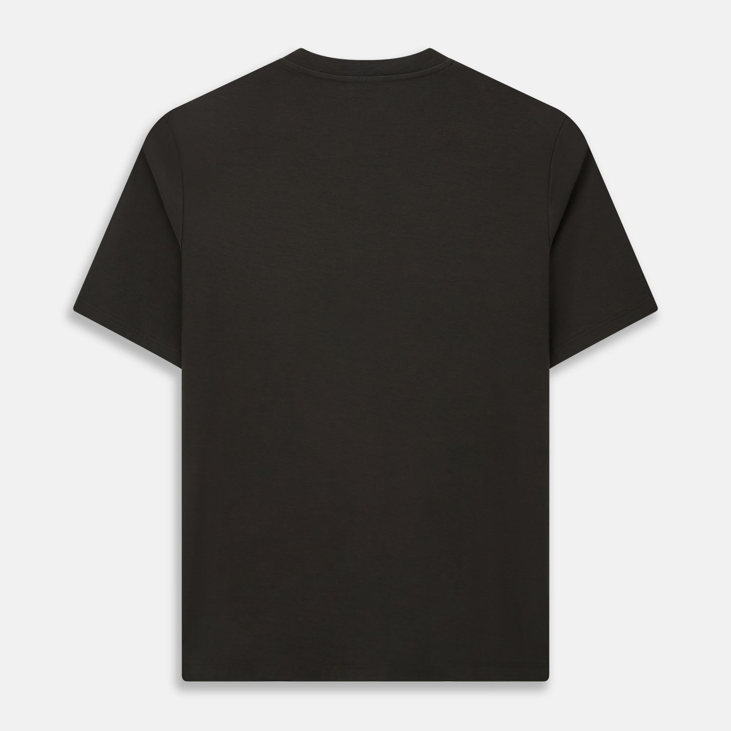 View 3 of product The Turnbull & Asser Dark Chocolate Short-Sleeve T-shirt features a crew neckline and quality fabric, shown against a white background to highlight its timeless appeal.