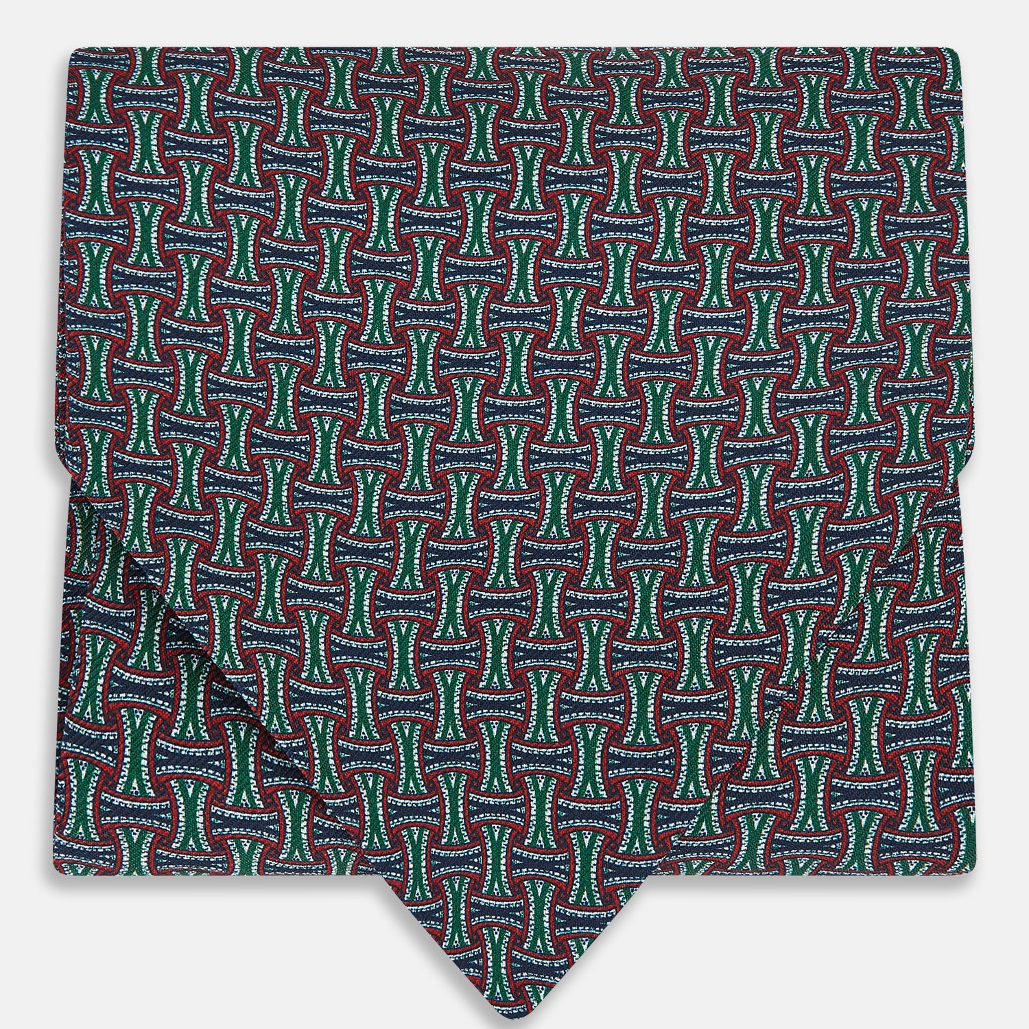 View 1 of product Forest Green and Red Weave Patterned Silk Cravat