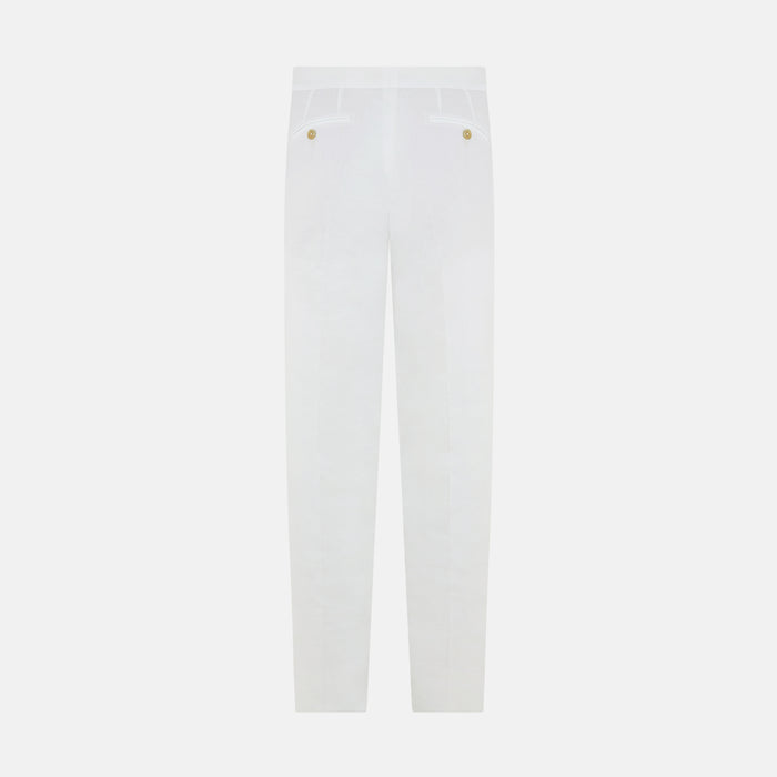 White Linen Henry Trousers Image 3