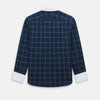 View 3 of product Indigo Windowpane Check Windsor Shirt with Contrast T&A Collar and Cuffs