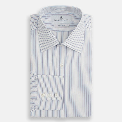 Blue Double Pinstripe Mayfair Shirt Image 3
