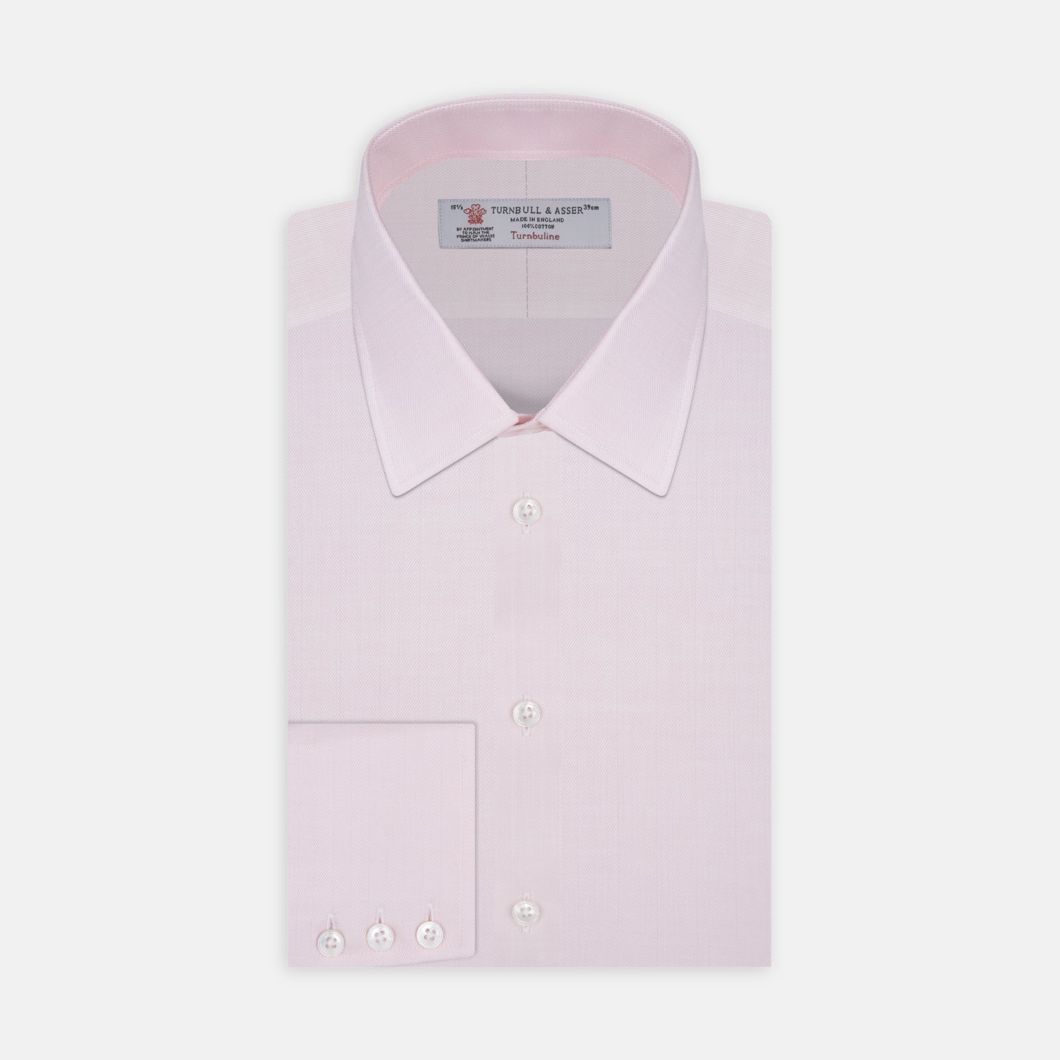 View 1 of product Pink Herringbone Superfine Cotton Shirt with T&A Collar and 3-Button Cuffs