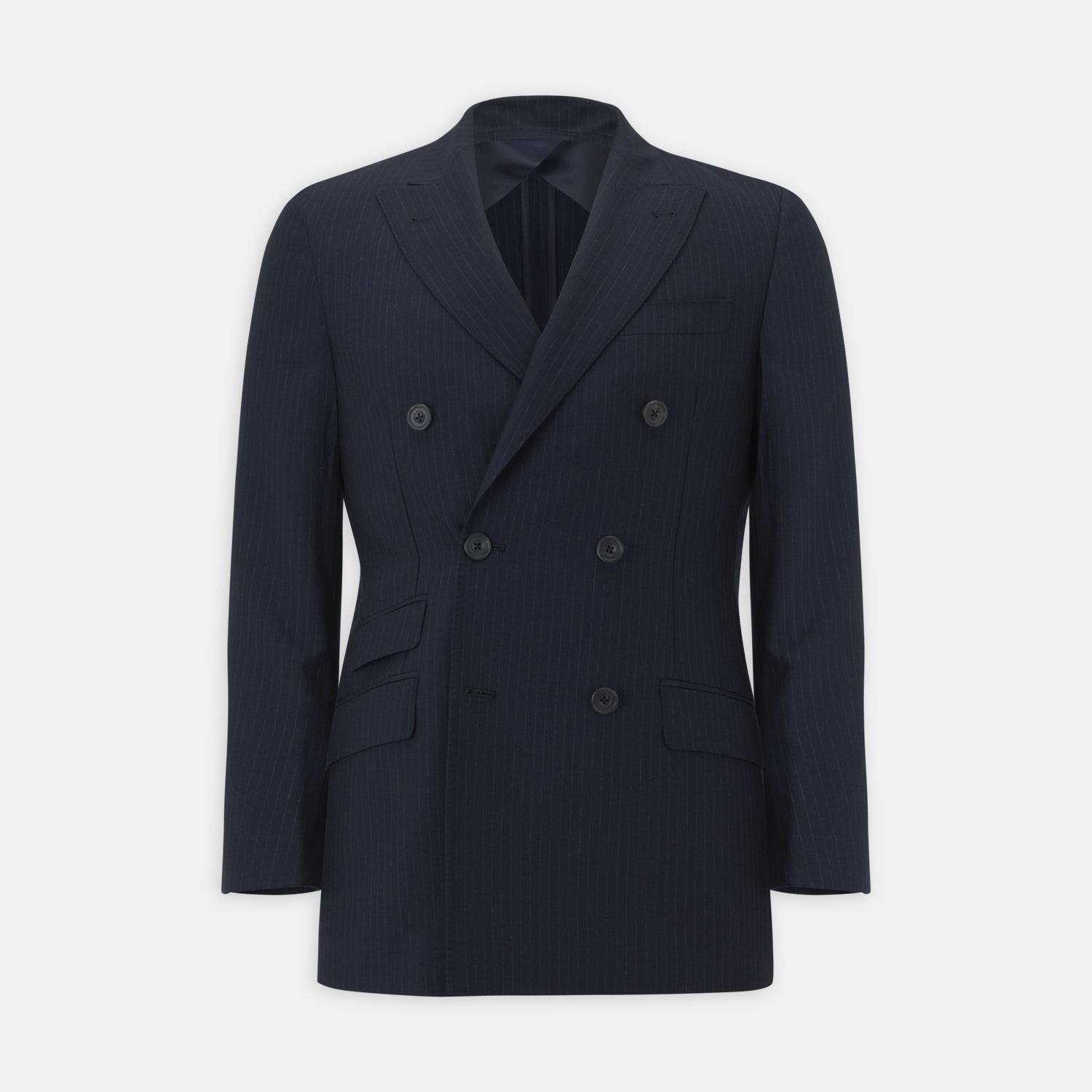 View 5 of product Navy Wool Pinstripe Double-Breasted Jacket