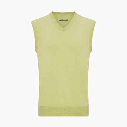 Melon Green V-neck Cashmere Vest Image 3