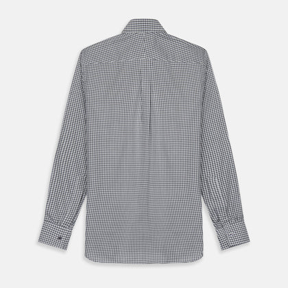 Grey Check Weekend Fit Flannel Shirt with Derby Collar and 1-Button Cuffs Image 4