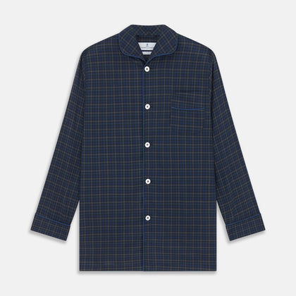 Blue Multi Check Wool Quin Pyjama Set Image 3