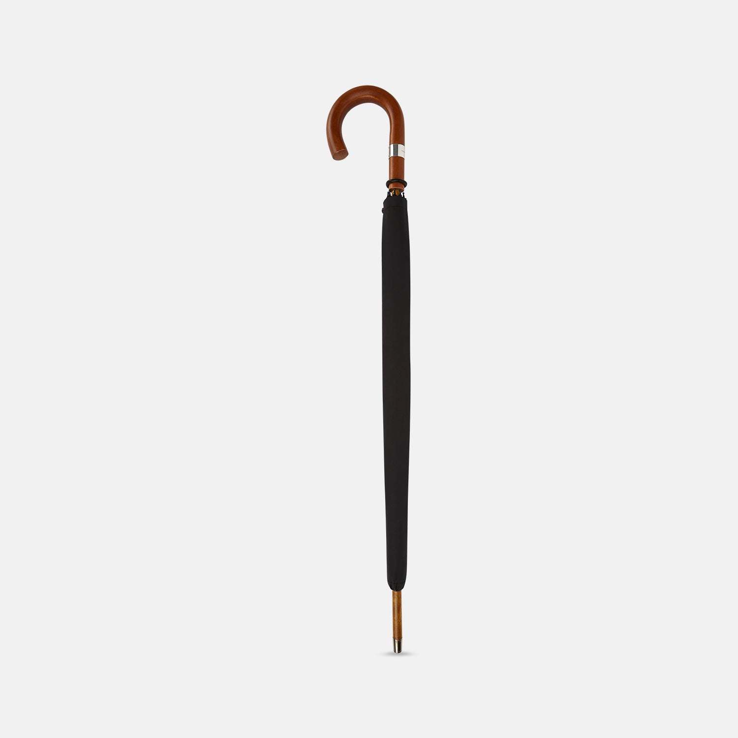 View 2 of product Black Traveller Umbrella with Malacca Crook Handle
