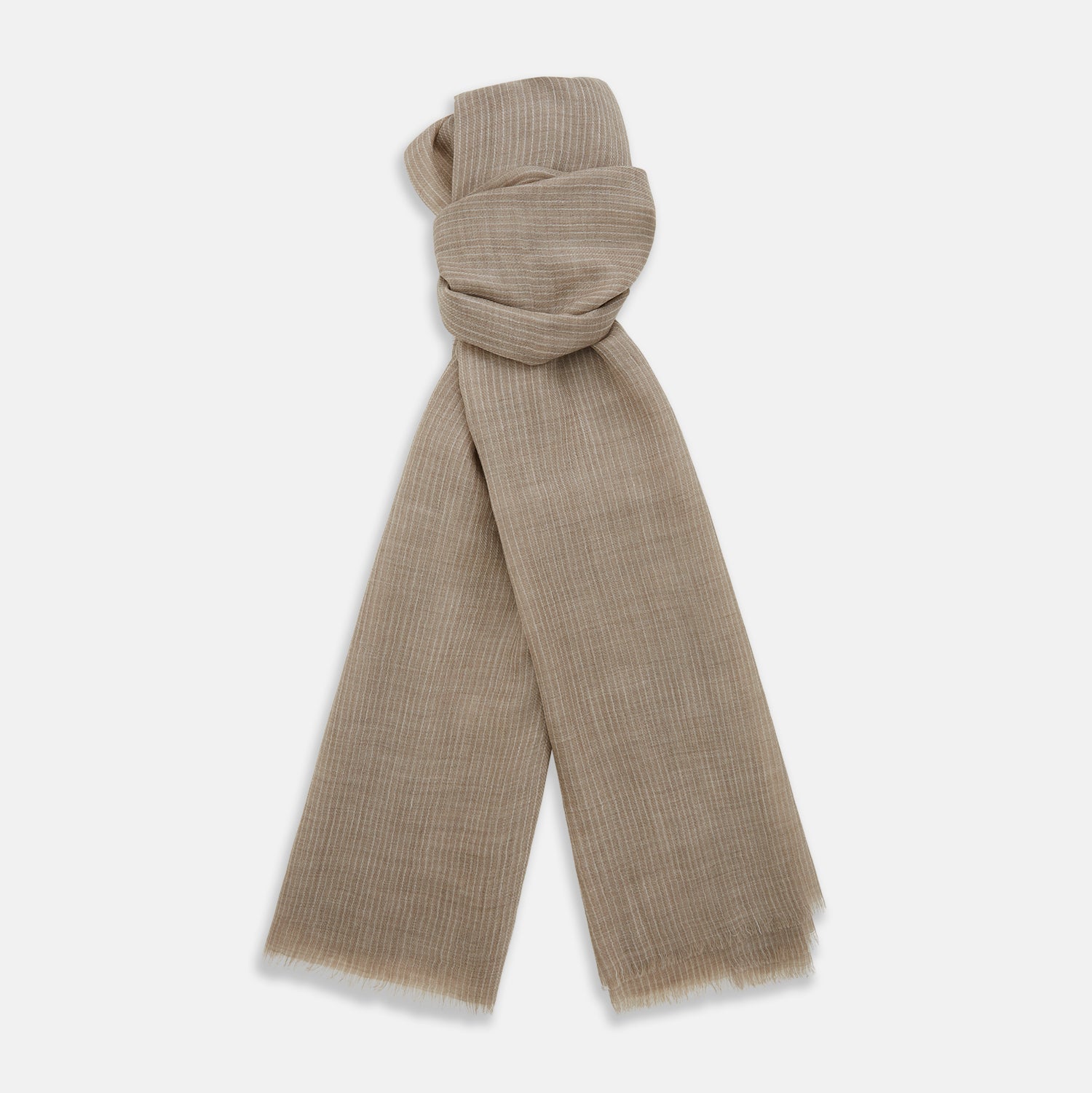 View 1 of product Beige and White Striped Cashmere Scarf