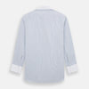 View 3 of product Navy and Blue Ticking Stripe Shirt with Contrast Collar and Double Cuffs
