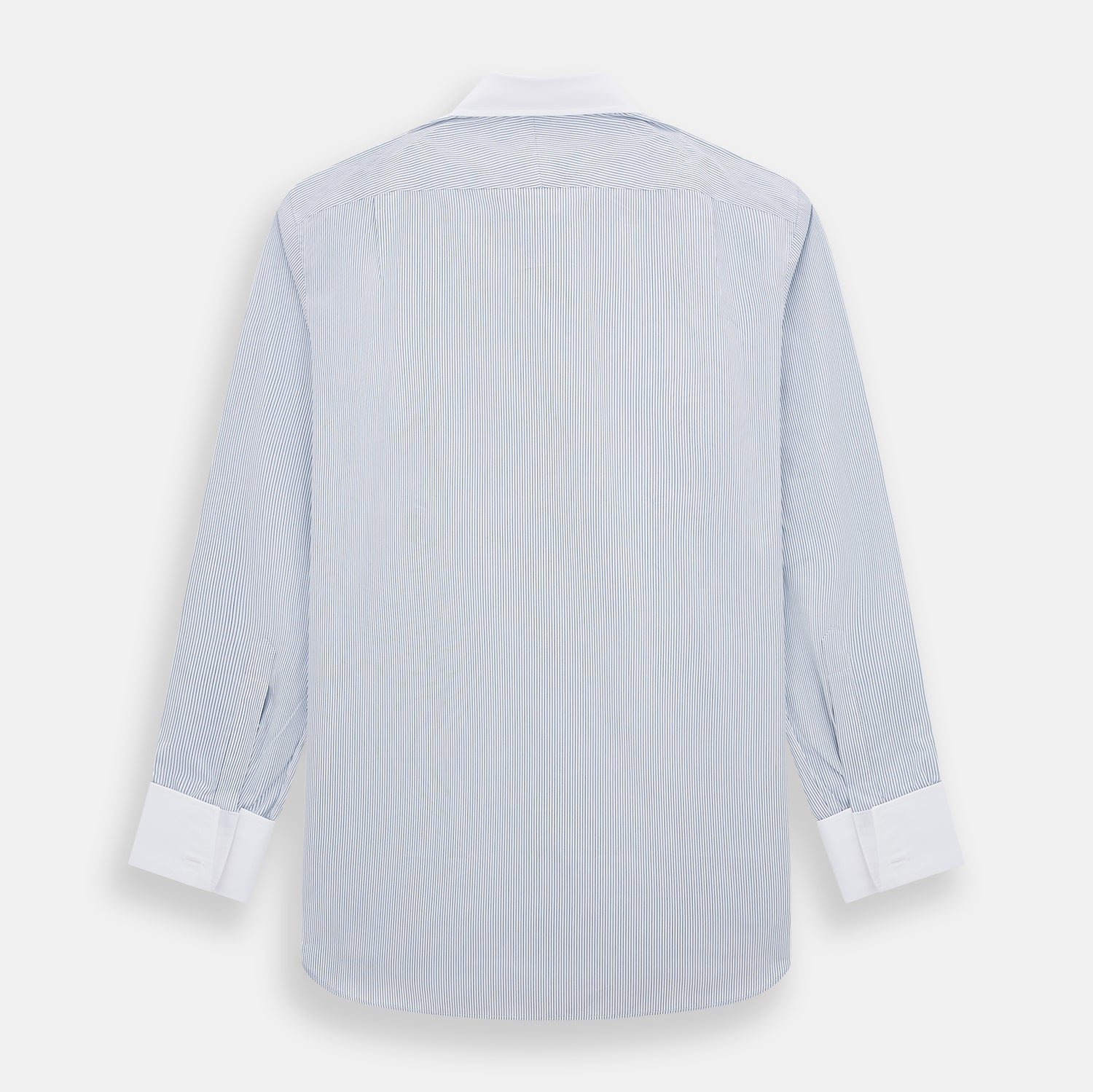View 3 of product Navy and Blue Ticking Stripe Shirt with Contrast Collar and Double Cuffs