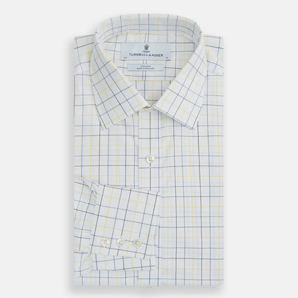 Yellow and Blue Grid Check Mayfair Shirt Image 4