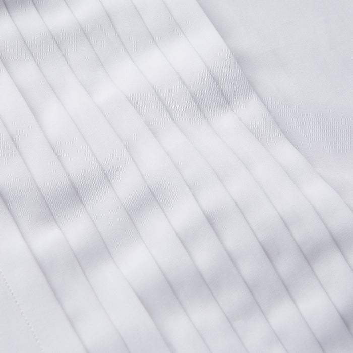 White Pleated Cotton Dress Shirt with T&A Collar and Double Cuffs Image 4