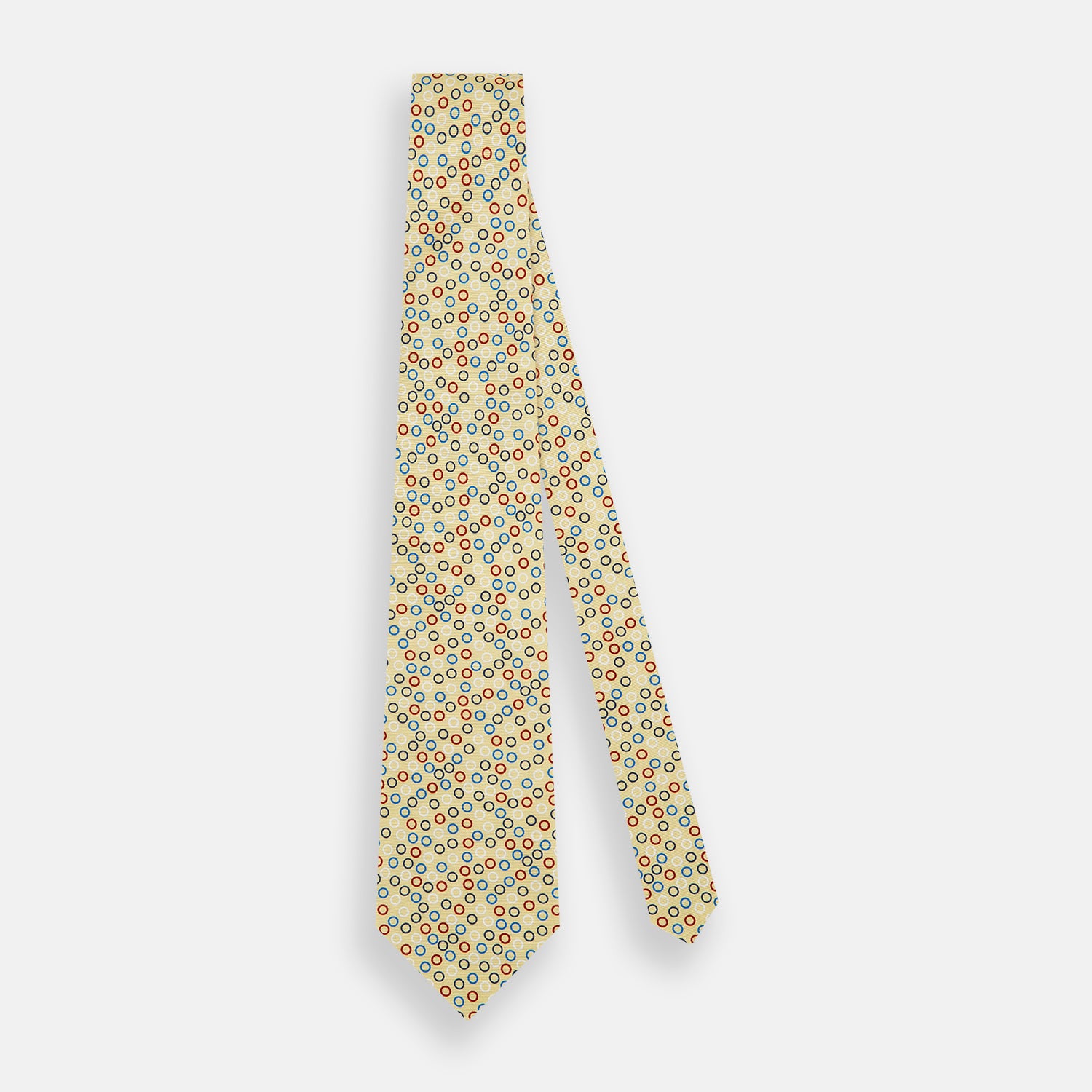 View 2 of product Multi-coloured Circle Yellow Printed Silk Tie