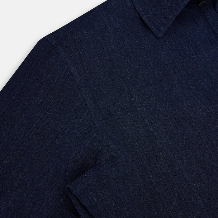 Navy Linen Westminster Shirt Image 5