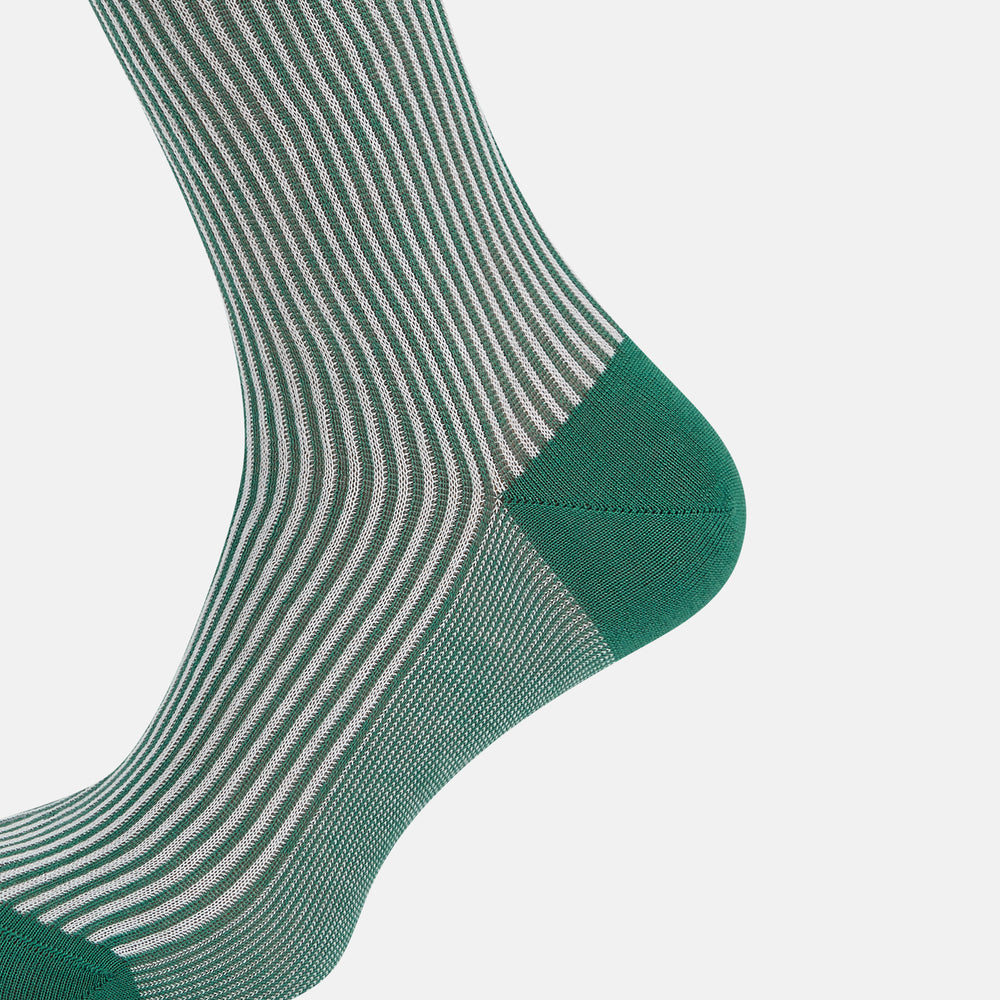 Melon Green/White Thin Striped Long Socks