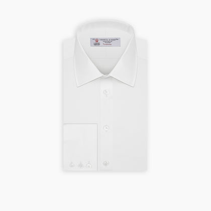 White Herringbone Superfine Cotton Shirt with T&A Collar and 3-Button Cuffs Image 6