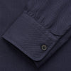 Navy Military Weekend Fit Cotton & Wool Shirt with Stand Collar and 1 Button Cuffs