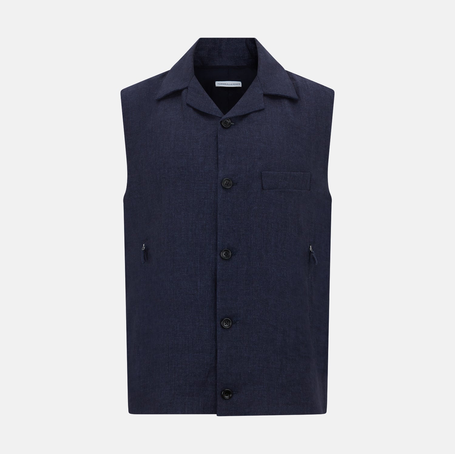 View 1 of product Navy Collared Linen Waistcoat