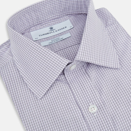 Purple Micro Check Mayfair Shirt Image 1