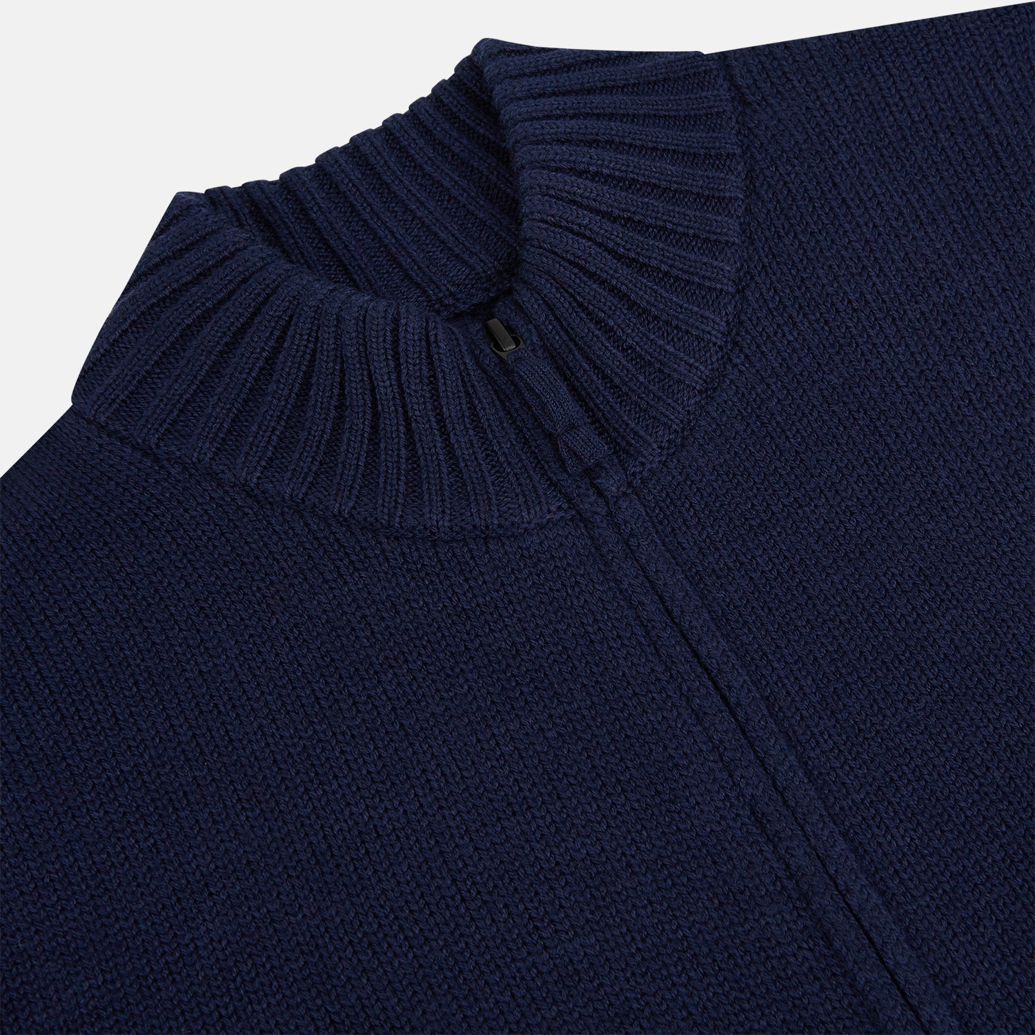 View 2 of product Navy High Neck Merino Zipped Cardigan