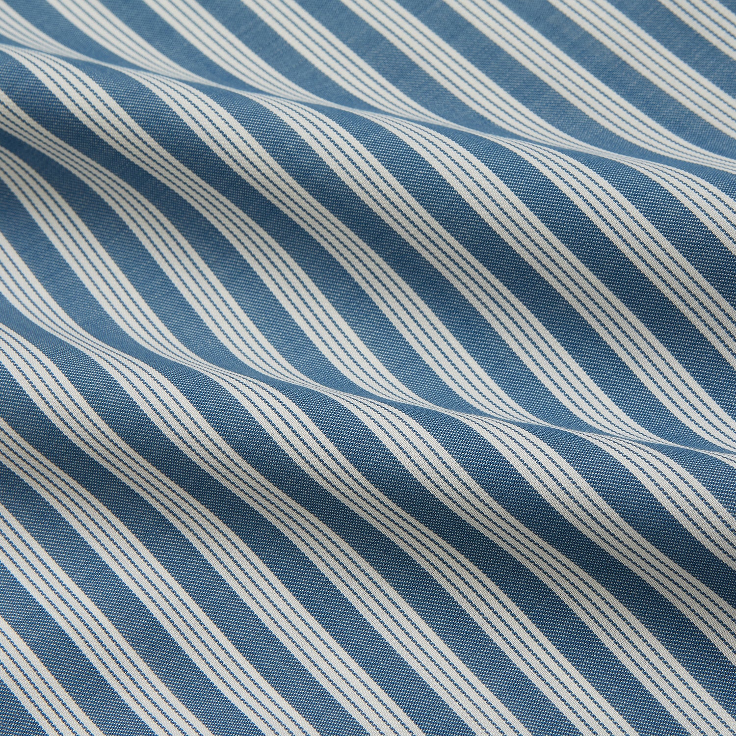 View 4 of product Pale Blue Multi Stripe Weekend Fit Wool Shirt with Derby Collar and 1 Button Cuffs