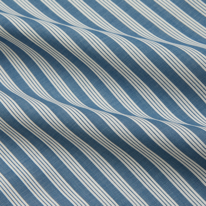 Pale Blue Multi Stripe Weekend Fit Wool Shirt with Derby Collar and 1 Button Cuffs Image 3