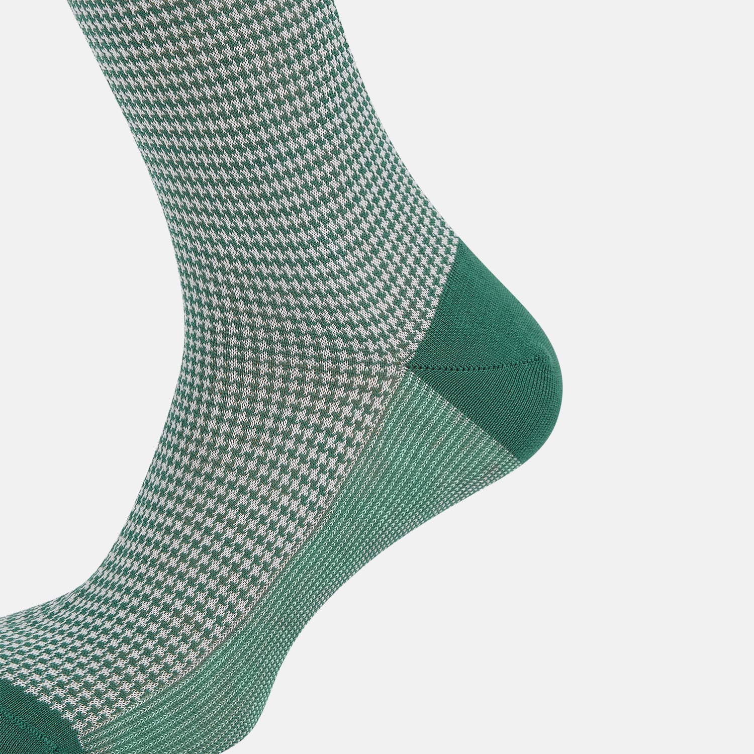 View 4 of product Ivory/green Houndstooth Long Socks