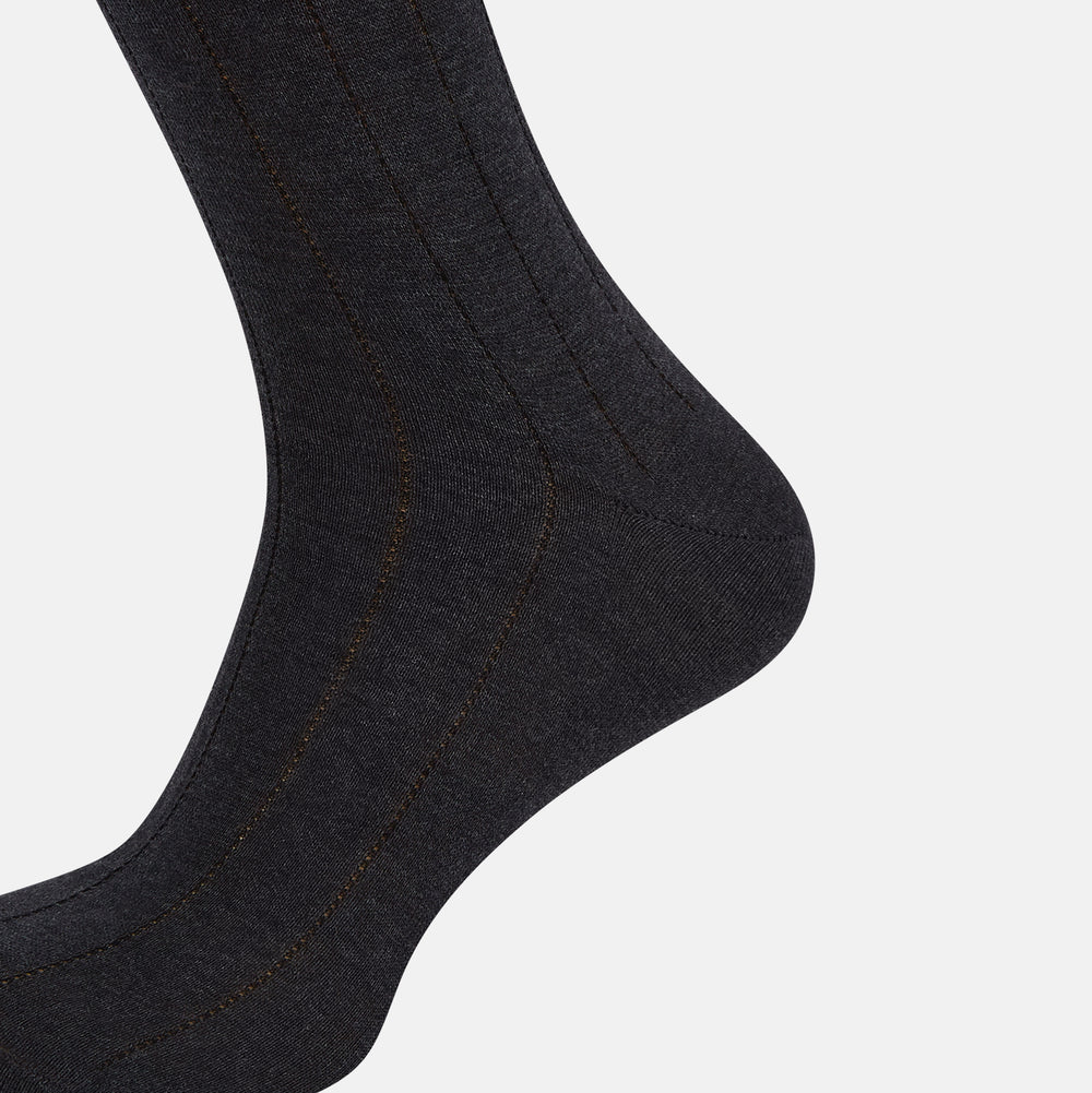 Charcoal Dash Striped Mid-Length Socks