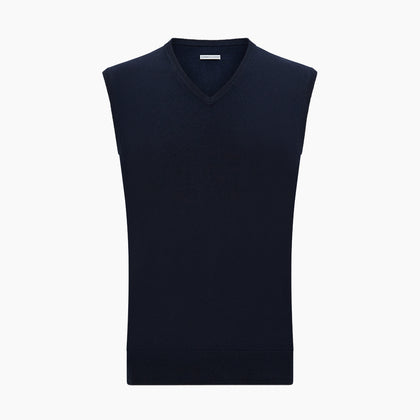 Navy Cashmere V-neck Vest Image 3