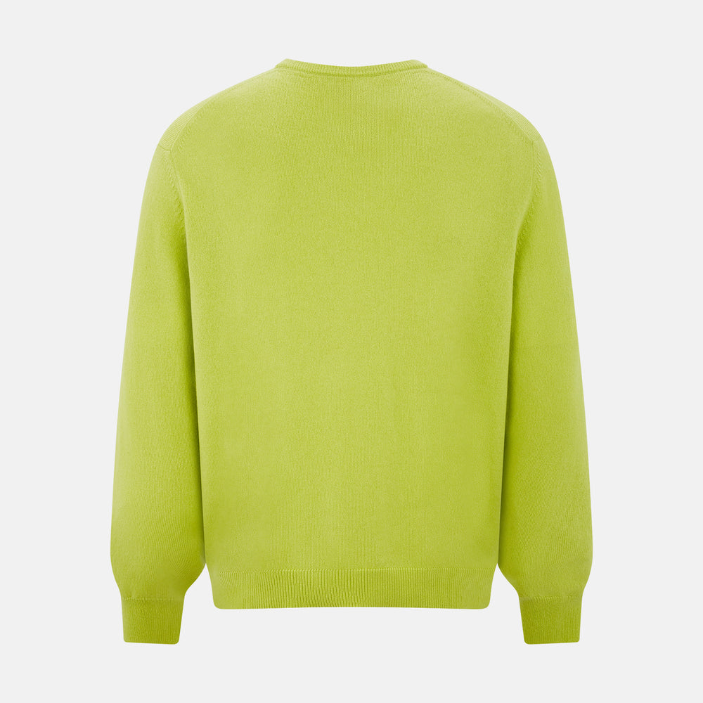 Lemon Green Cashmere V-neck Jumper – Turnbull Asser - Main Image
