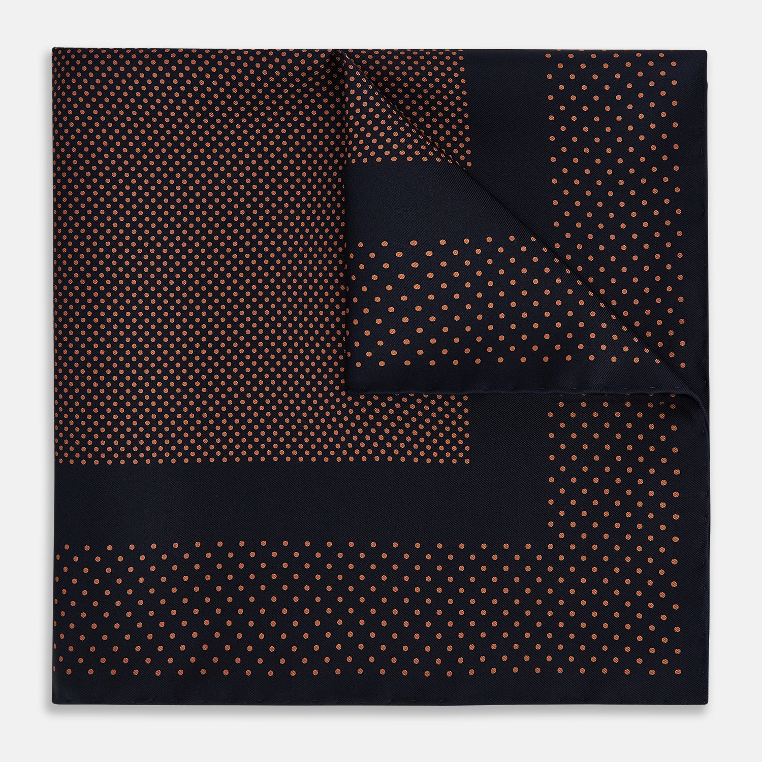 Navy and Blush Dot Silk Pocket Square