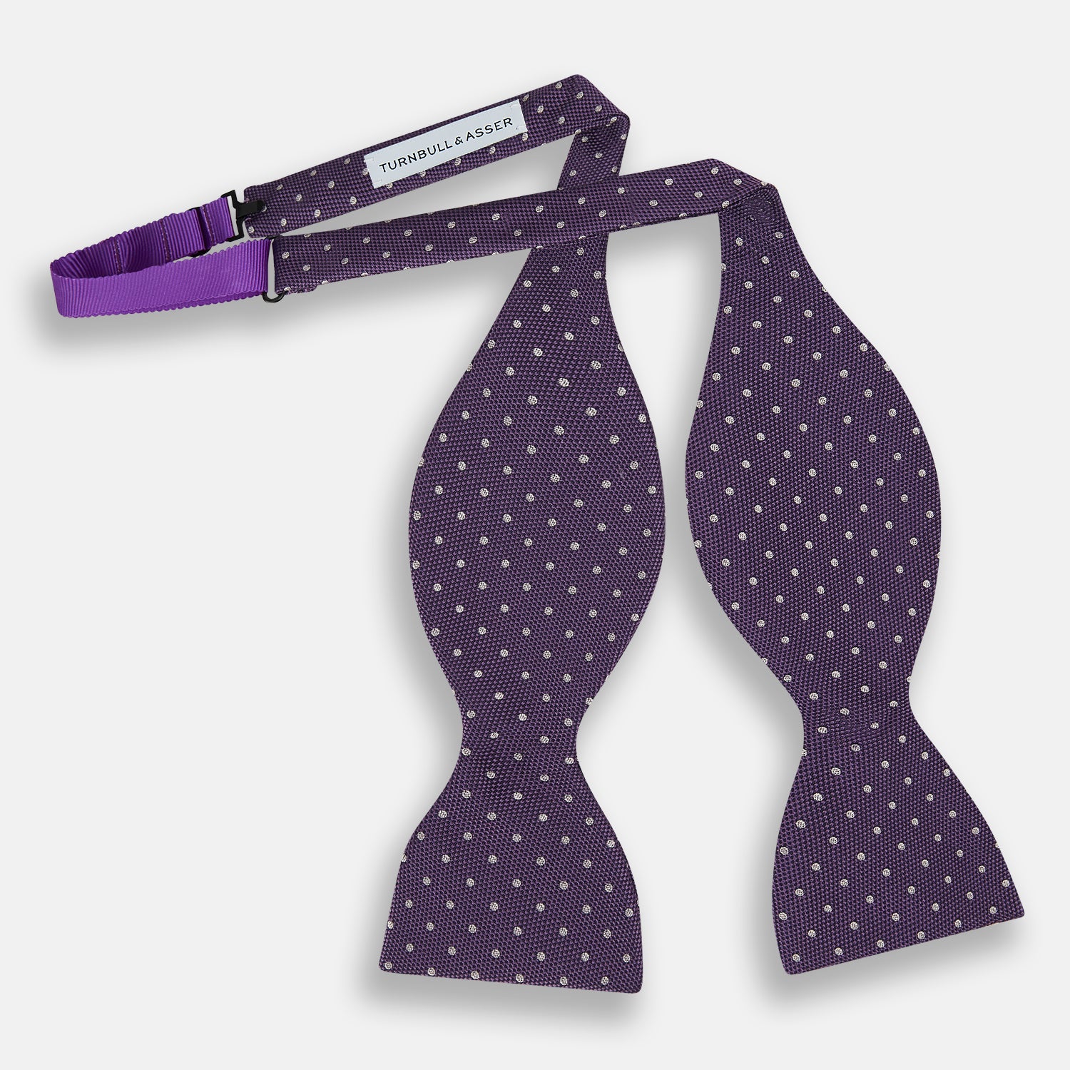 View 2 of product Lilac and Royal Purple Micro Dot Silk Bow Tie